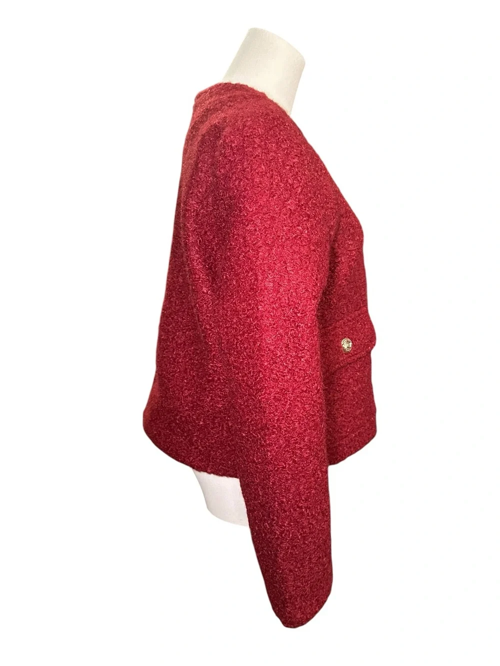 entro Burgundy Textured Cropped Blazer Jacket